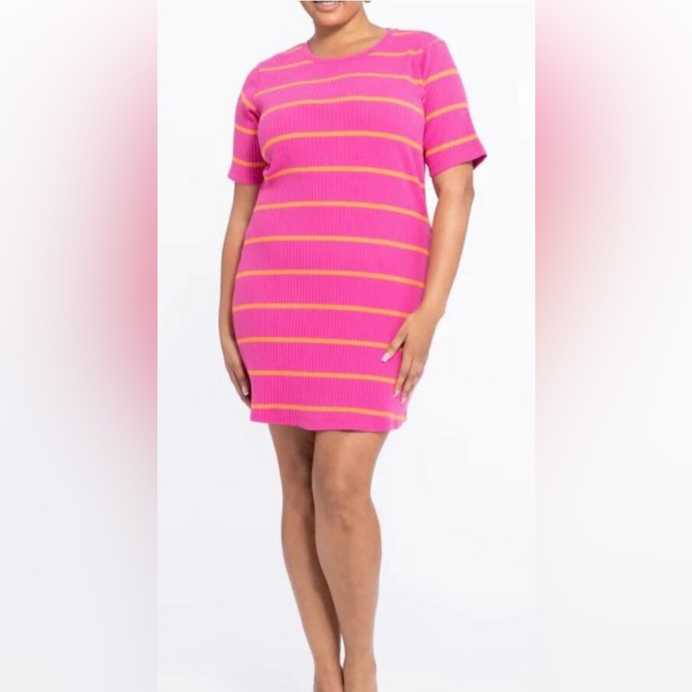 NWT Sanctuary Must Have Pink and Orange Striped Dress 1X